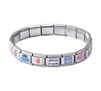 Generico Bracciale Charm Italiano,Braccialetto Da Polso In Acciaio Inossidabile Fatto A Mano Per Ragazze - Accessorio Elegante Per Gioielli Adatto Ad Appuntamenti Matrimoni Spiaggia Viaggi