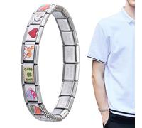 Generico Bracciale Charm Italiano - Braccialetto Da Polso In Acciaio Inossidabile Fatto A Mano Per Ragazze,Accessorio Elegante Per Gioielli Adatto Ad Appuntamenti Matrimoni Spiaggia Viaggi