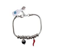 Generico Bracciale Charm su coccu sardegna pendente con cornetto portafotuna strass donna ragazza