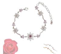 Generico Bracciale con gemme Principessa Girasole, bracciale regolabile di lusso con zirconi viola, per anniversario o San Valentino (Silver)