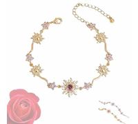 Generico Bracciale con gemme Principessa Girasole, bracciale regolabile di lusso con zirconi viola, per anniversario o San Valentino (Gold)