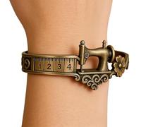 Genérico Bracciale con macchina da cucire da donna, bigiotteria vintage floreale, regolabile, gioiello a tema cucito, Natale, San , festa della mamma, uso quotidiano, all'aperto, scuola