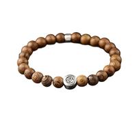 Generico Bracciale con perline di legno con cordoncino elastico intrecciato retrò per braccialetto con ciondoli in lega vintage da donna(Color4)
