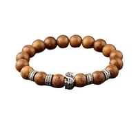 Generico Bracciale con perline di legno con cordoncino elastico intrecciato retrò per braccialetto con ciondoli in lega vintage da donna(Color3)