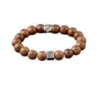 Generico Bracciale con perline di legno con cordoncino elastico intrecciato retrò per braccialetto con ciondoli in lega vintage da donna(Color2)