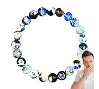 Generico Bracciale Con Pietre - Bracciale Con Cristalli Naturali - Cinturino Regolabile In Agata Blu Per Donna Uomo Coppia Lavoro Libero Yoga Attività All'aperto