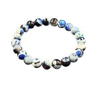 Generico Bracciale Con Pietre Preziose,Bracciale In Pietre Naturali | Gioiello In Agata Blu Regolabile Per Coppie Yoga Sport E Attività All'Aperto