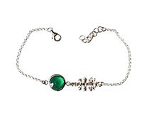 Genérico BRACCIALE CROCE CARAVACA ARGENTO sterling e agata verde naturale cabochon rotondo da 8 mm. Lunghezza bracciale da 17 a 19 cm per catena di allungamento e confezione regalo