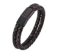 Generico bracciale cuoio uomo, Bracciale avvolgente in pelle a doppio strato per uomo, fatto a mano, intrecciato, con chiusura magnetica, gioielli vintage, regali per papà, marito, fratello, fidanz