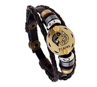 Generico Bracciale Cuoio Uomo, Bracciale Con Segni Zodiacali, Regolabile, Fatto A Mano, In Pelle Intrecciata, Gioielli Astrologici Con Custodia, Regali Di Compleanno Per Papà, Lui, Marito, Pesci