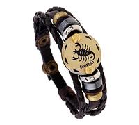 Generico Bracciale Cuoio Uomo, Bracciale Con Segni Zodiacali, Regolabile, Fatto A Mano, In Pelle Intrecciata, Gioielli Astrologici Con Custodia, Regali Di Compleanno Per Papà, Lui, Marito, Scorpion