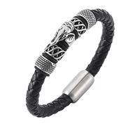 Generico Bracciale Cuoio Uomo, Bracciale Da Uomo In Pelle Intrecciata Con Chiusura Magnetica, Gioielli Punk Rock Con Ciondolo A Forma Di Elefante, Gioielli Di Halloween, Regali Per Papà, Marito, Fi