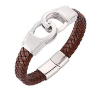 Generico bracciale cuoio uomo, Bracciale in pelle con chiusura magnetica per uomo, fatto a mano, intrecciato, con ciondolo a forma di manette, gioielli punk vintage, regali per papà, marito, fratel