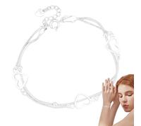 Generico Bracciale Cuore Argento,Bracciale A Catena Amore Donna - Accessorio Regolabile con Ciondolo da Polso per Amicizia Matrimonio Compleanno
