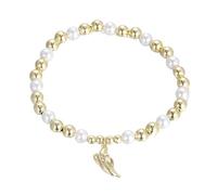 Generico Bracciale da donna esagerato con perline di rame grandi e design elastico intrecciato con pendente a banana(Color5)