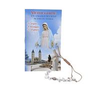 Generico Bracciale Decina in Pietra di Medjugorje, 6 mm, con Corda, Artigianale Italiano, con Libretto di Preghiere 6x11 cm (3)