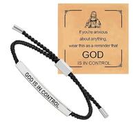 Generico Bracciale Dio Ha Il Controllo - Gioiello Cristiano Intrecciato Lettere Acciaio Regolabile Artigianale | Bracciale Motivazionale Fede Uomo Donna | Regalo Religioso Preghiera, Incoraggiamento