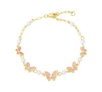 Generico Bracciale Donna Argento 925 Braccialetto Di Perle A Farfalla Smaltate A Goccia Per Donna Con Un Tocco Raffinato E Raffinato Collana Strass Regalo Festa Della Mamma Regali Per Lei