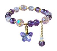 Generico Bracciale Donna Elegante Braccialetto Di Imitazione Di Naturale Bracciale Da Donna Con Ciondolo A Farfalla Squisito Leggero Bracciale Da Studente Ciondoli Per Battesimo Bracciali