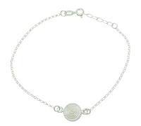 Generico Bracciale Donna in Argento 925 con Centrale Corbula - Maglia Giunchiglio - Gioiello Sardo Artigianale - Disponibile in 4 Finiture (Bianco, 19 cm)