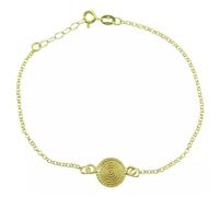 Generico Bracciale Donna in Argento 925 con Centrale Corbula - Maglia Giunchiglio - Gioiello Sardo Artigianale - Disponibile in 4 Finiture (Dorato, 17 cm)