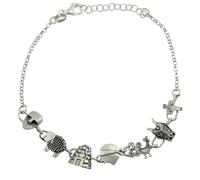 Generico Bracciale Donna in Argento 925 con Simboli della Sardegna, Gigante di Mont'e Prama, Pecorella, Nuraghe, Lunghezza Regolabile 18,5-21 cm, Larghezza 12 mm