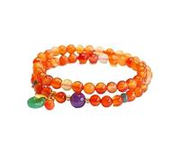 Generico Bracciale fai da te con cordino di loto a mano in agata rossa naturale multicerchio - Gioielli unici in midollo di giada(Color7 6mm)