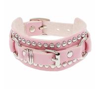 Generico Bracciale Gotico Steampunk In Pelle Larga Da Uomo con Borchie E Punte Bracciale In Pelle Larga Unisex Punk Rock Biker Braccialetti Regolabili Gioielli Gotici Regali Rosa