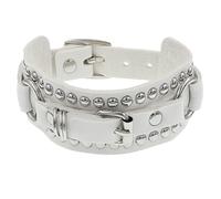 Generico Bracciale Gotico Steampunk In Pelle Larga Da Uomo con Borchie E Punte Bracciale In Pelle Larga Unisex Punk Rock Biker Braccialetti Regolabili Gioielli Gotici Regali Bianco