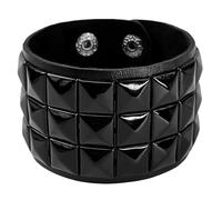Generico Bracciale Gotico Steampunk In Pelle Larga Da Uomo con Borchie E Punte Bracciale Unisex In Pelle Larga Stile Punk Rock Biker Braccialetti Regolabili Gioielli Gotici Regali Nero (Tripla Fila)