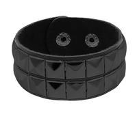 Generico Bracciale Gotico Steampunk In Pelle Larga Da Uomo con Borchie E Punte Bracciale Unisex In Pelle Larga Stile Punk Rock Biker Braccialetti Regolabili Gioielli Gotici Regali Nero (Doppia Fila)