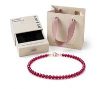 Generico Bracciale Granato Naturale Donna 3mm, Bracciale Perline Rosso, Perle Sfaccettate o Tonde, Gioiello Fine con Scatola Regalo