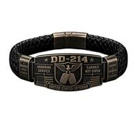 Generico Bracciale in onore dei veterani DD-214 - Modello intrecciato Earned Not Given (Conquistato, non regalato) - Cinturino intrecciato con placca militare American Eagle - Memoriale (1PC)