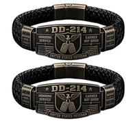 Generico Bracciale in onore dei veterani DD-214 - Modello intrecciato Earned Not Given (Conquistato, non regalato) - Cinturino intrecciato con placca militare American Eagle - Memoriale (2PCs)