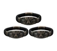 Generico Bracciale in onore dei veterani DD-214 - Modello intrecciato Earned Not Given (Conquistato, non regalato) - Cinturino intrecciato con placca militare American Eagle - Memoriale (3PCs)