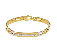 generico BRACCIALE IN ORO GIALLO E BIANCO, 18K, 750, PER UOMO, SEMIRIGIDO, PIASTRE CON OVALI, SPESSORE 5 MM, LUNGHEZZA 21 CM MADE IN ITALY.