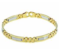 generico BRACCIALE IN ORO GIALLO E BIANCO, 18K, 750, UOMO, CON COLLEGAMENTI TONDI E SQUADRATI, SPESSORE 6 MM, LUNGHEZZA 21 CM, MADE IN ITALY.
