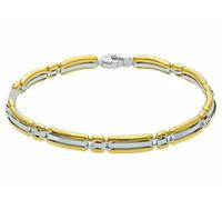 generico BRACCIALE IN ORO GIALLO E BIANCO, 18K, 750, UOMO, CON OVALI ARROTONDATI PIATTI, SPESSORE 6 MM, LUNGHEZZA 21 CM, MADE IN ITALY.