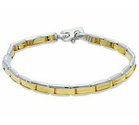 generico BRACCIALE IN ORO GIALLO E BIANCO, 18K, 750, UOMO, MAGLIA RETTANGOLARE ARROTONDATA, LUNGHEZZA 21 CM, MADE IN ITALY.