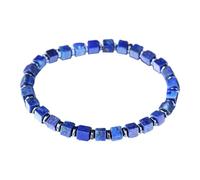 Generico Bracciale In Pietra - Estetica Moderna Ed Elegante, Lapislazzuli 4x4 Occhio Di Tigre Quadrato, Braccialetto In Stile Etnico Bohémien Con Perline Naturali | Con Pietre Preziose Blu Per Le Vac