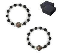 Generico Bracciale in pietra vulcanica della Confraternita dei Cavalieri | Bracciale diffusore con perle di lava con design a scudo e croce, accessorio per yoga, sollievo dallo stress, per papà, donne