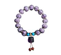 Generico Bracciale in vetro viola Dushan - Gioielli da donna con fluorite e vetro dorato che risvegliano il leone - Stile culturale cinese(Purple)