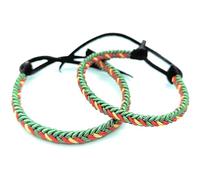 Genérico Bracciale intrecciato artigianale, verde, rosso e oro, design interlacciato con chiusura regolabile, colori bandiera della Spagna. Confezione da 2 pezzi, Ajustable, Tessile, Senza Gemma