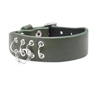 Generico Bracciale Largo In Pelle Da Donna Braccialetto Vintage Punk Bracciale Gotico Avvolgente Bracciale Rigido Regolabile In Pelle Larga con Fori Gioielli Gotici Regali Verde