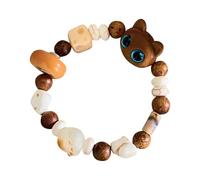 Generico Bracciale ossidiano nero di gatto - braccialetto di gatto | Pietre preziose allunga caț br / / bràlecet con perle bohémien vintage - regalo di gioielli per donne e amanti di Cát