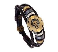 Generico Bracciale Pelle Uomo, Bracciale Con Segni Zodiacali, Regolabile, Fatto A Mano, In Pelle Intrecciata, Gioielli Astrologici Con Custodia, Regali Di Compleanno Per Papà, Lui, Marito, Leone