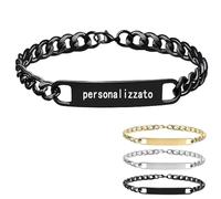 Generico Bracciale personalizzato da uomo o Donna Incisione testo Braccialetto,I gioielli di regalo commemorativo del braccialetto dell'amicizia degli uomini in acciaio inossidabile (Black)