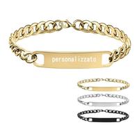 Generico Bracciale personalizzato da uomo o Donna Incisione testo Braccialetto,I gioielli di regalo commemorativo del braccialetto dell'amicizia degli uomini in acciaio inossidabile (Gold)