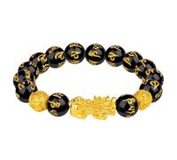 Generico Bracciale Portafortuna - Bracciale In Ossidiana Nera, Accessorio Regolabile Per La Ricerca Di Gioielli, Perline In Pietra Naturale, Vestibilità Flessibile | Ciondolo Da Polso Per Celebrazion