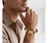 Generico Bracciale Portafortuna Per Uomo e Donna | Braccialetto In Ossidiana Nera Per Prosperità | Accessorio Moda Regolabile, Ciondolo Polso per Viaggi e Affari